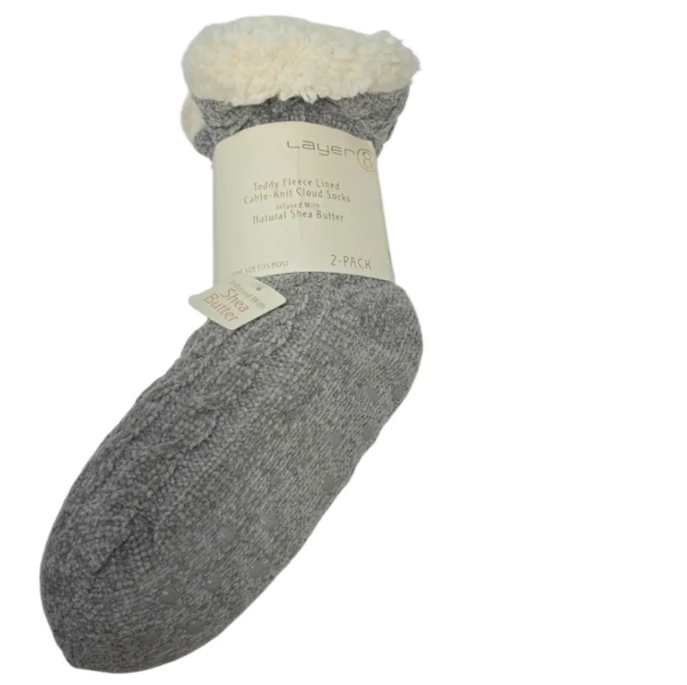 Teddy Fleece Lined‎ Cable-Knit Cloud Socks